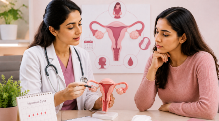 Best Gynecologist in Mohali 5 A woman consulting a gynaecologist in Mohali about period problems
